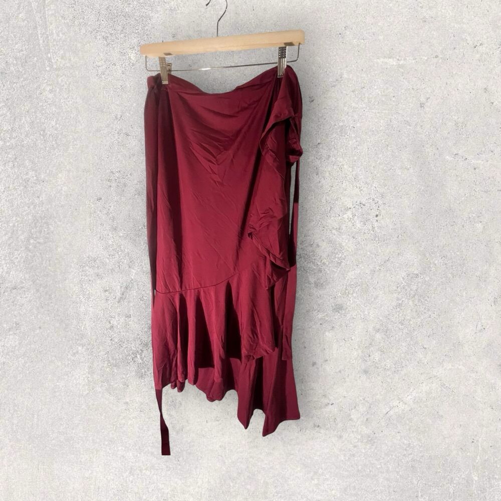 Lularoe Bella Wrap Skirt 2XL NWT Maroon Solid Unicorn Ruffle Casual Skirt